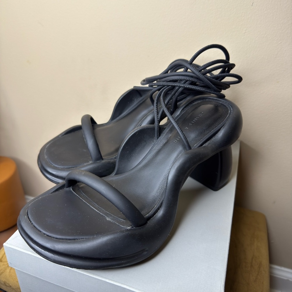 Charles & Keith Women's LIELA Platform Heel Ankle-Tie Sandals